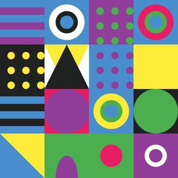 Geometric Pattern with Circles Triangles and Squares in Various Colors vector