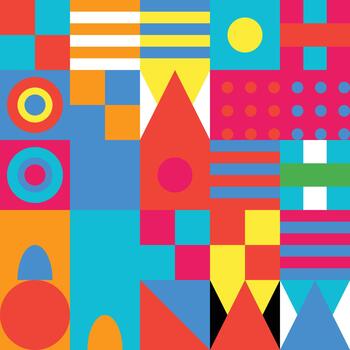 Geometric Pattern Bright Colors Abstract Design Background Graphic Backdrop Wallpaper vector