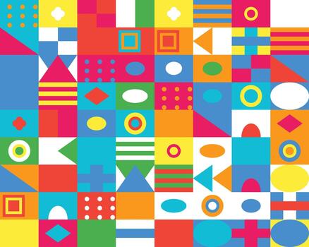 Abstract geometric shapes pattern multicolored background design vibrant and modern vector
