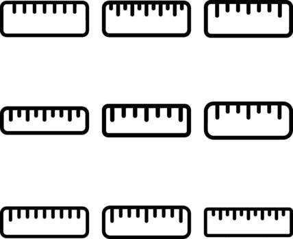 Collection of simple line art rulers in a grid layout vector