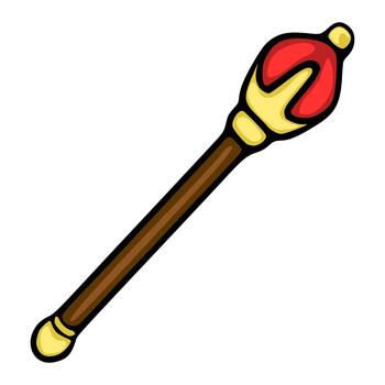 Stylized illustration of a royal scepter with red and gold embellishments on a white background vector