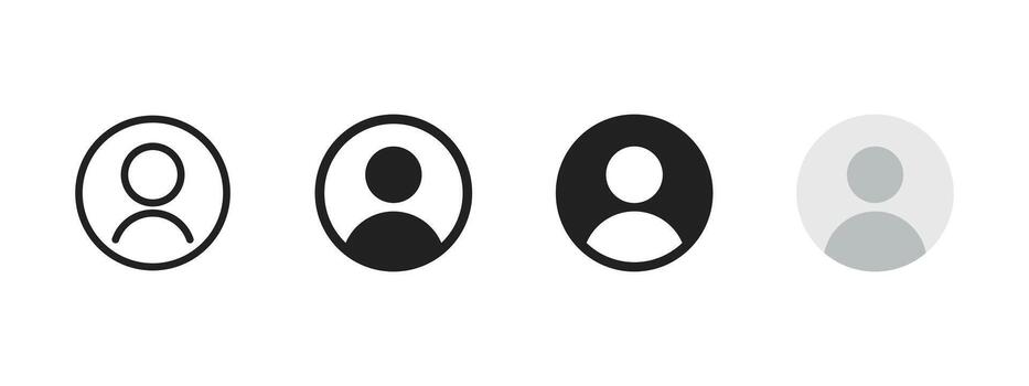 User icon. Minimal profile avatar illustration. Circle account symbol for apps and social interfaces sign. Default person pictogram for contact or login concept. vector