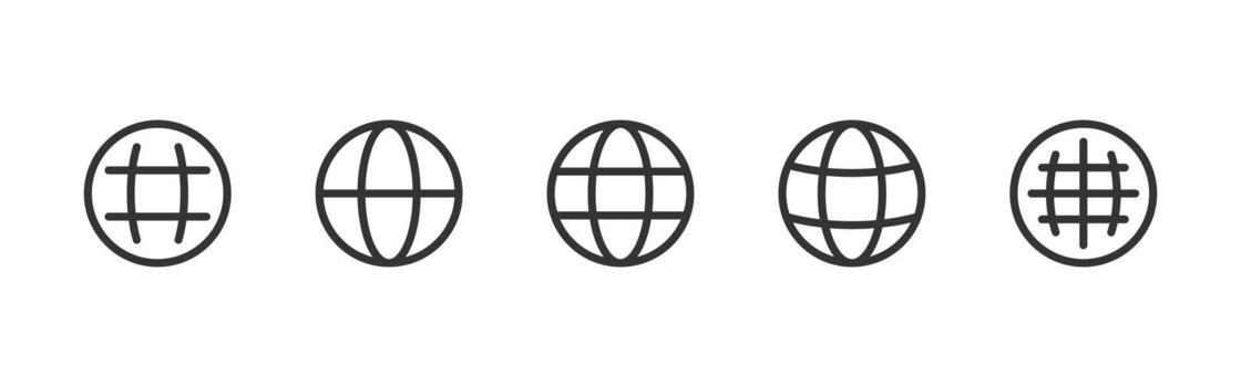 Globe icon. World sphere lines showing global network and international web sign. Useful for internet services, online platforms and worldwide connection symbol. Minimal pictogram concept. vector