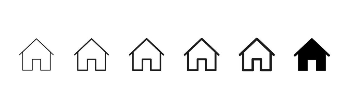 Home icon. Simple house outline for real estate services and property apps . Clean residence sign for UI buttons, web platforms and mobile interfaces pictogram. vector