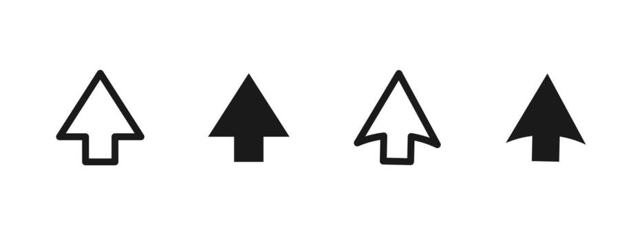 Arrow icon. Upward direction pointer illustration. Symbol for navigation, upload actions, and moving elements upward sign. Minimal arrow pictogram concept. vector