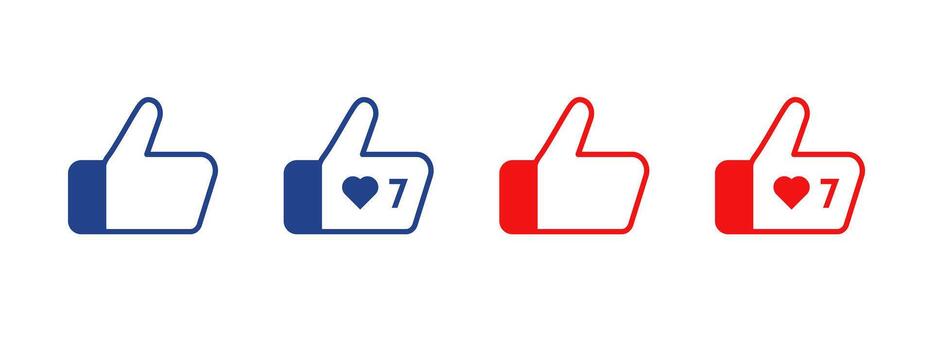 Like icon. Social reaction with heart count for feedback tools. Thumb gesture used in apps and media sign. Clear rating interface for user engagement symbol. Minimal UI concept pictogram. vector