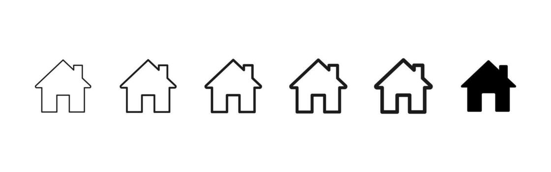 Home icon. Simple house outline for real estate platforms and property apps . Clean residence sign for UI buttons, web interfaces and mobile navigation elements pictogram. vector