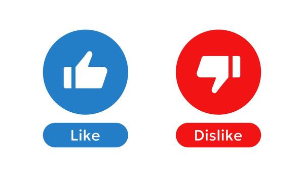 Like and dislike icon. Round feedback buttons with clear thumb gestures for rating tools. Social reaction elements for apps and web sign. Clean interface action symbol and simple UI concept. vector