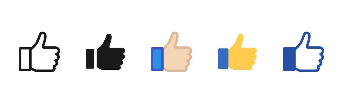 Like icon. Thumbs up showing hand gesture for approval and positive feedback symbol. Social reaction sign for rating, support and confirmation concept pictogram. vector