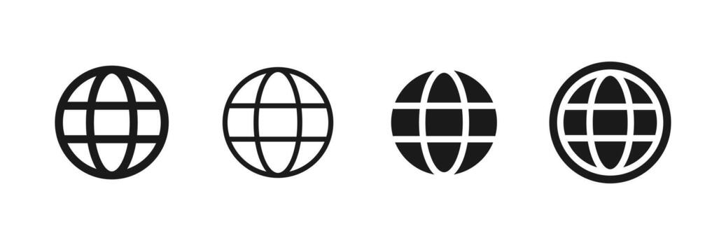 Globe icon. Minimal world grid for web navigation symbol. Clean global network sign for international communication concept. Digital planet pictogram. vector