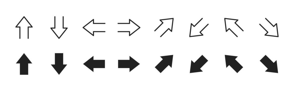 Arrow icon. Direction pointer showing multiple movement options for interface sign. Useful navigation symbol for UI controls, transfer actions, scrolling elements and orientation concept. vector