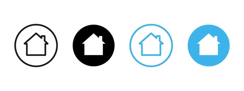 Home icon. House symbol inside circle for apps, websites and real estate platforms . Clean residence sign for UI buttons, navigation menus and mobile interface pictogram. vector