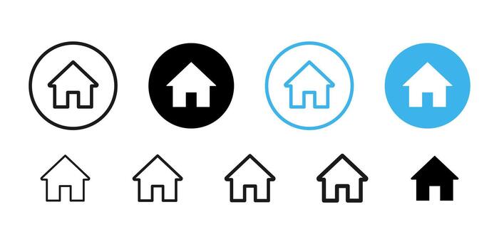 Home icon. Minimal house symbol for apps, websites and real-estate interfaces . Clean outline and solid homepage buttons for UI navigation and mobile screens sign pictogram concept. vector