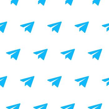 Telegram pattern. Blue paper plane shapes create a seamless communication on white background . Social message motif works as a clean digital media symbol. Modern paperplane repeat concept. vector