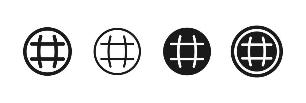 Globe icon. Minimal world grid shapes form a clean global interface . Internet earth sign fits web navigation symbol. Modern worldwide connection concept. Simple digital planet pictogram. vector