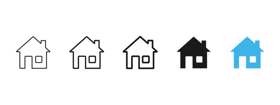 Home icon. Clean outline and filled house variations for UI, apps and homepage buttons . Real estate and property navigation symbol for web interfaces and mobile screens sign pictogram concept. vector