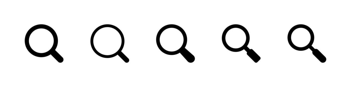 Search icon. Magnifier lens for zoom and detailed exploration illustration. Tool for inspect, browse and analysis sign. Detective style checking and scrutiny concept. vector