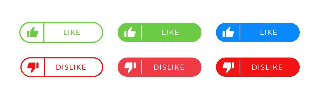 Like and dislike icon buttons. Rounded interface elements with approval and rejection options . Social feedback sign for apps and websites symbol. Clean user choice pictogram concept. vector