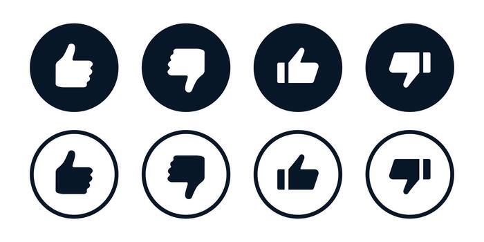 Like dislike icon. Bold circular thumbs for quick user feedback symbol. Clean approve and reject actions for interface rating sign. Minimal social vote gesture for web UI concept pictogram. vector