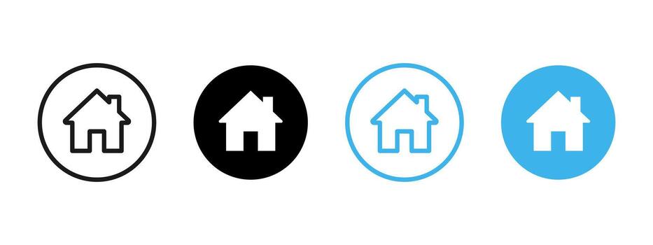 Home icon. House symbol in circle for apps, websites and real estate platforms . Clean minimal home button for UI, navigation menus and mobile interfaces sign pictogram concept. vector