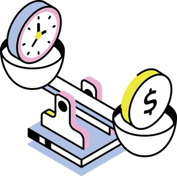An isometric style icon showing cost efficiency vector