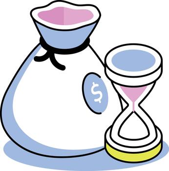 An isometric style icon depicting time value vector