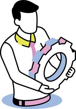 An isometric style icon showing management vector