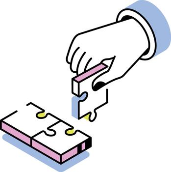 un isométrica estilo icono representando problema resolviendo vector