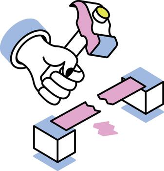 An isometric style icon representing breaking barrier vector