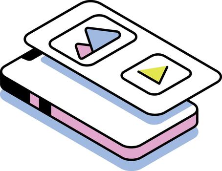 An isometric style icon representing content creation vector