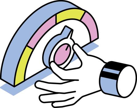 An isometric style icon showing adjustment vector