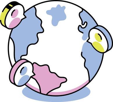 An isometric style icon depicting global network vector