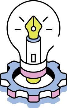An isometric style icon representing idea generation vector