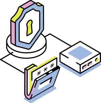 An isometric style icon representing data security vector
