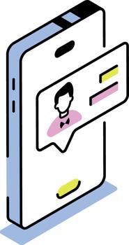 An isometric style icon showing online conversation vector