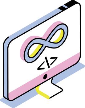 un isométrica estilo icono demostración devops proceso vector