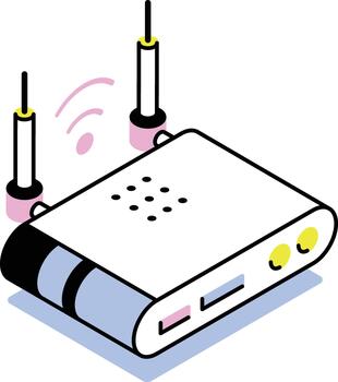 An isometric style icon representing wifi router vector