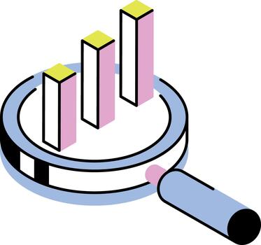 An isometric style icon depicting analytics vector
