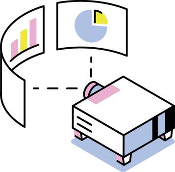 An isometric style icon representing projector vector