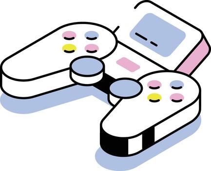 An isometric style icon showing gamepad vector