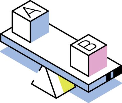 An isometric style icon showing hypothesis testing vector