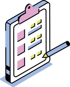 An isometric style icon representing task list vector