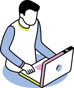 An isometric style icon representing working vector