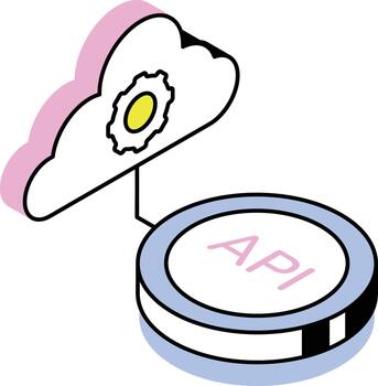 An isometric style icon representing api vector