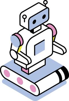 un isométrica estilo icono demostración robot vector