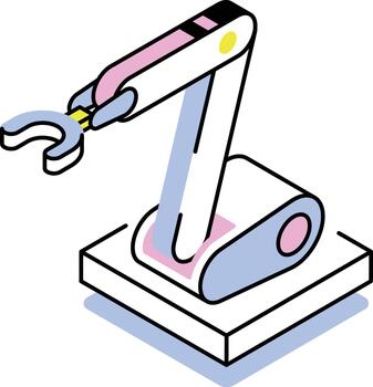 An isometric style icon showing robotic arm vector