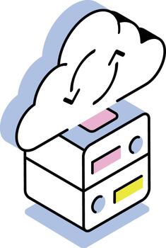 An isometric style icon representing cloud backup vector