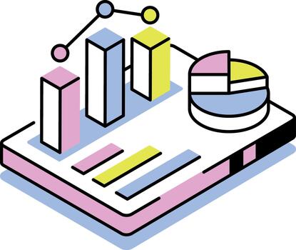 An isometric style icon depicting data analytics vector