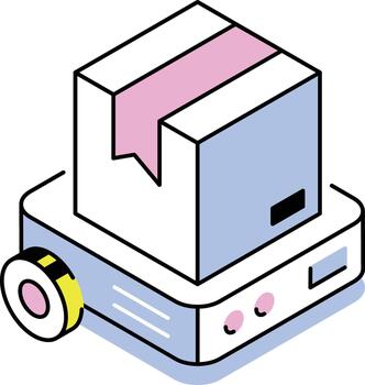 An isometric style icon showing delivery robot vector