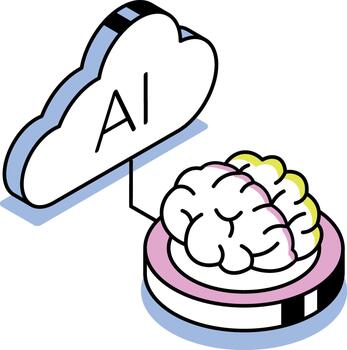 un isométrica estilo icono demostración inteligente pensando vector